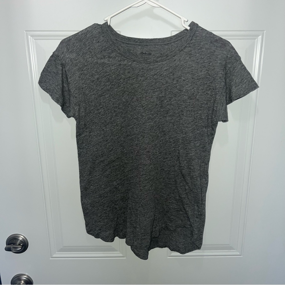 MADEWELL Women's Gray Whisper Cotton Rib-Crewneck Tee XXS - Picture 6 of 11